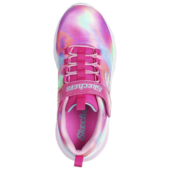 Skechers Bungee And Strap Sneaker W/ Multi Print & Sparkle Mesh Upper Skechers Bungee And Strap Sneaker W/ Multi Print & Sparkle Mesh Upper
